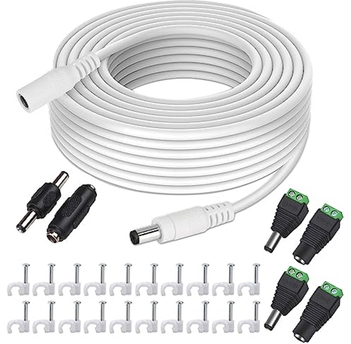 Verlengkabel 12 V, 10 meter, platte DC-kabel voor CCTV en beveiligingscamera's