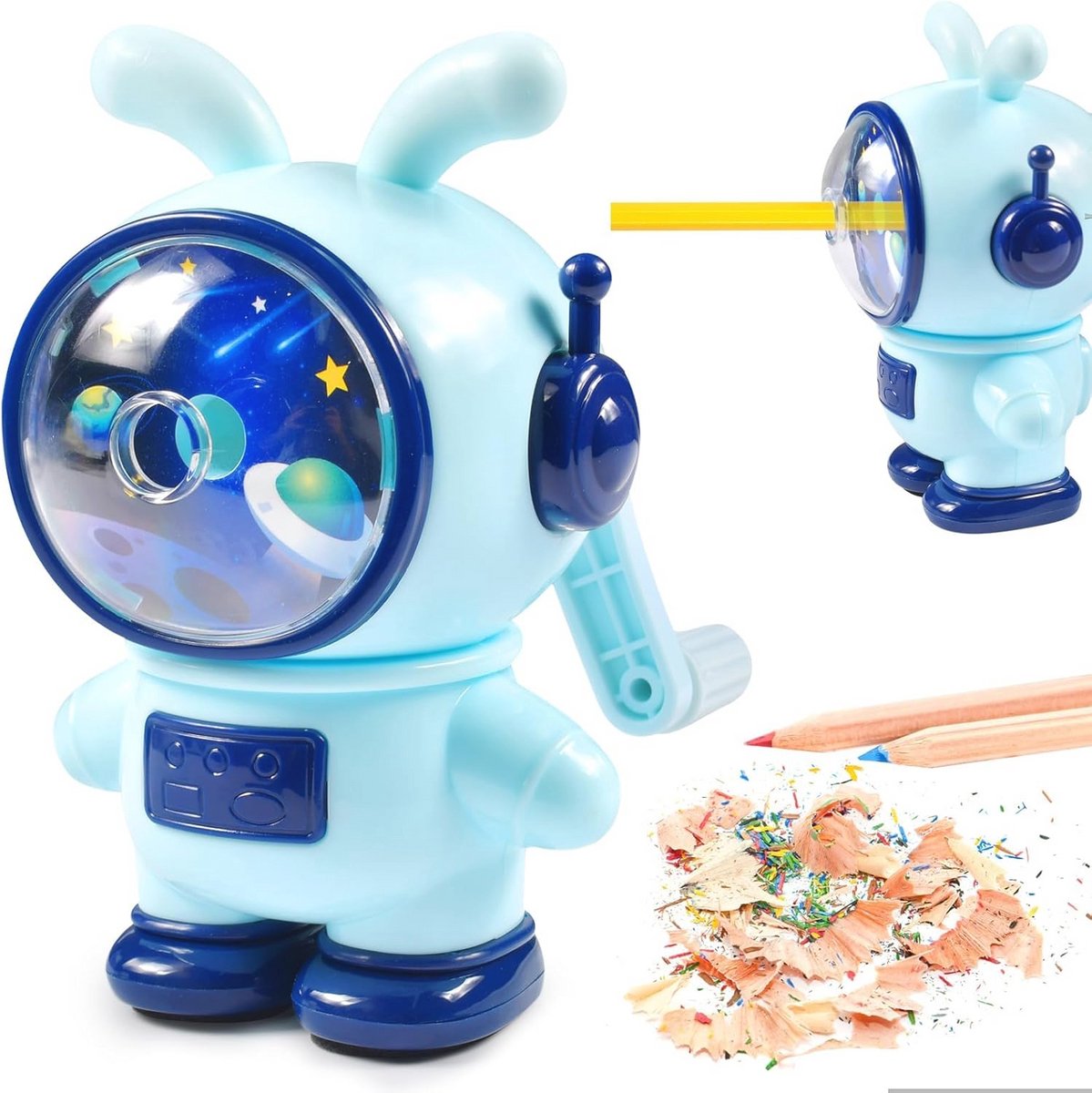 Handmatige Puntenslijper voor Kinderen - Met Drie Slijpmodi en Antislipmat - Blauw Design