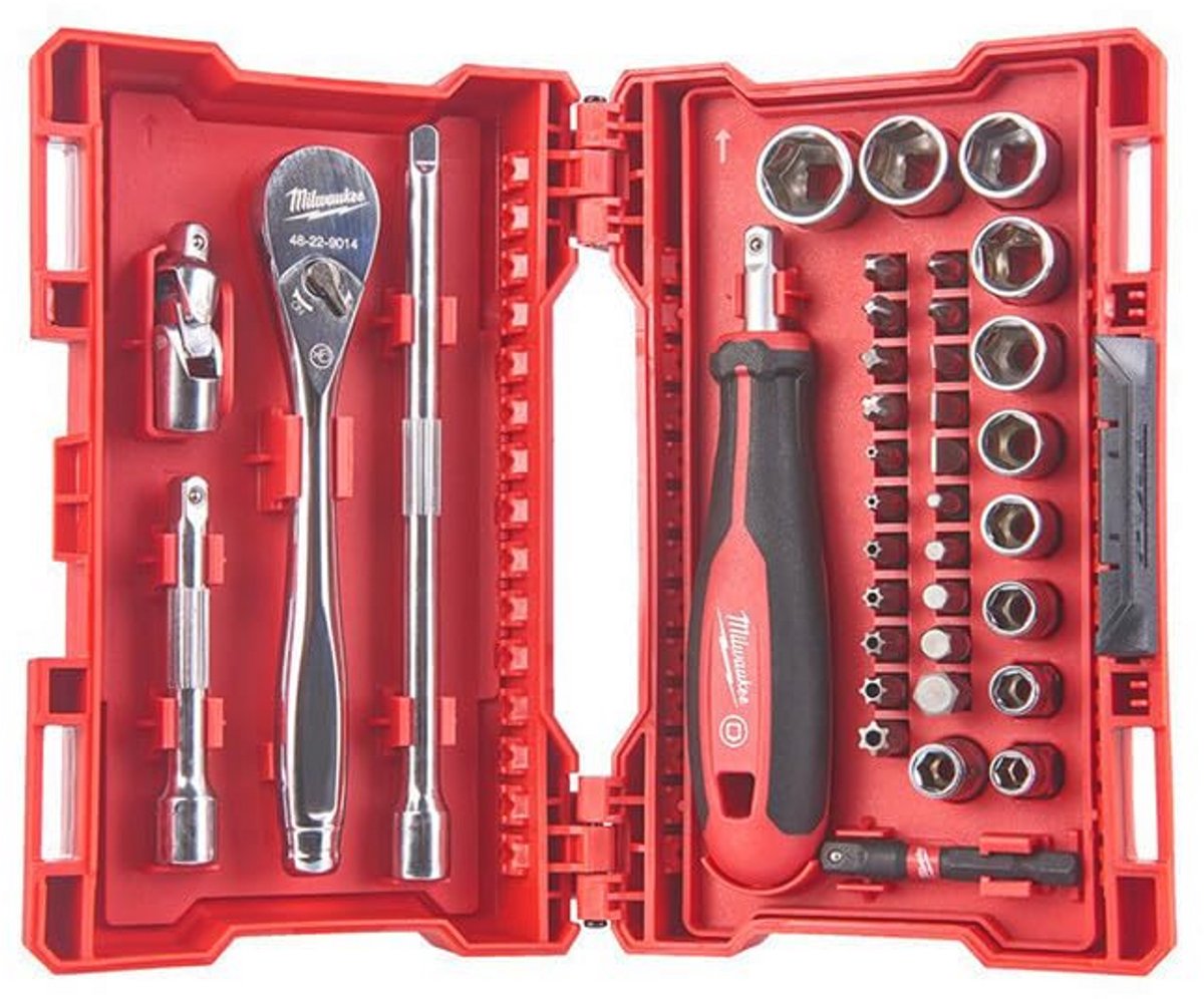 Ratchet, Socket and Bit Set - 38-Piece 1/4 Inch