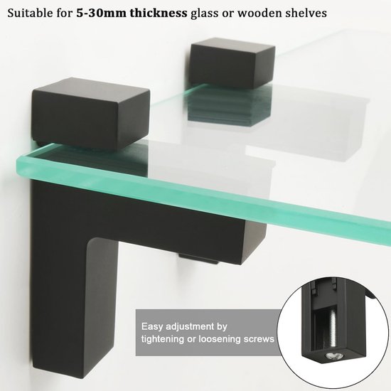 Euro Tische Glas Eckregal 35x35cm, Wandregal für Badezimmer, Duschregal