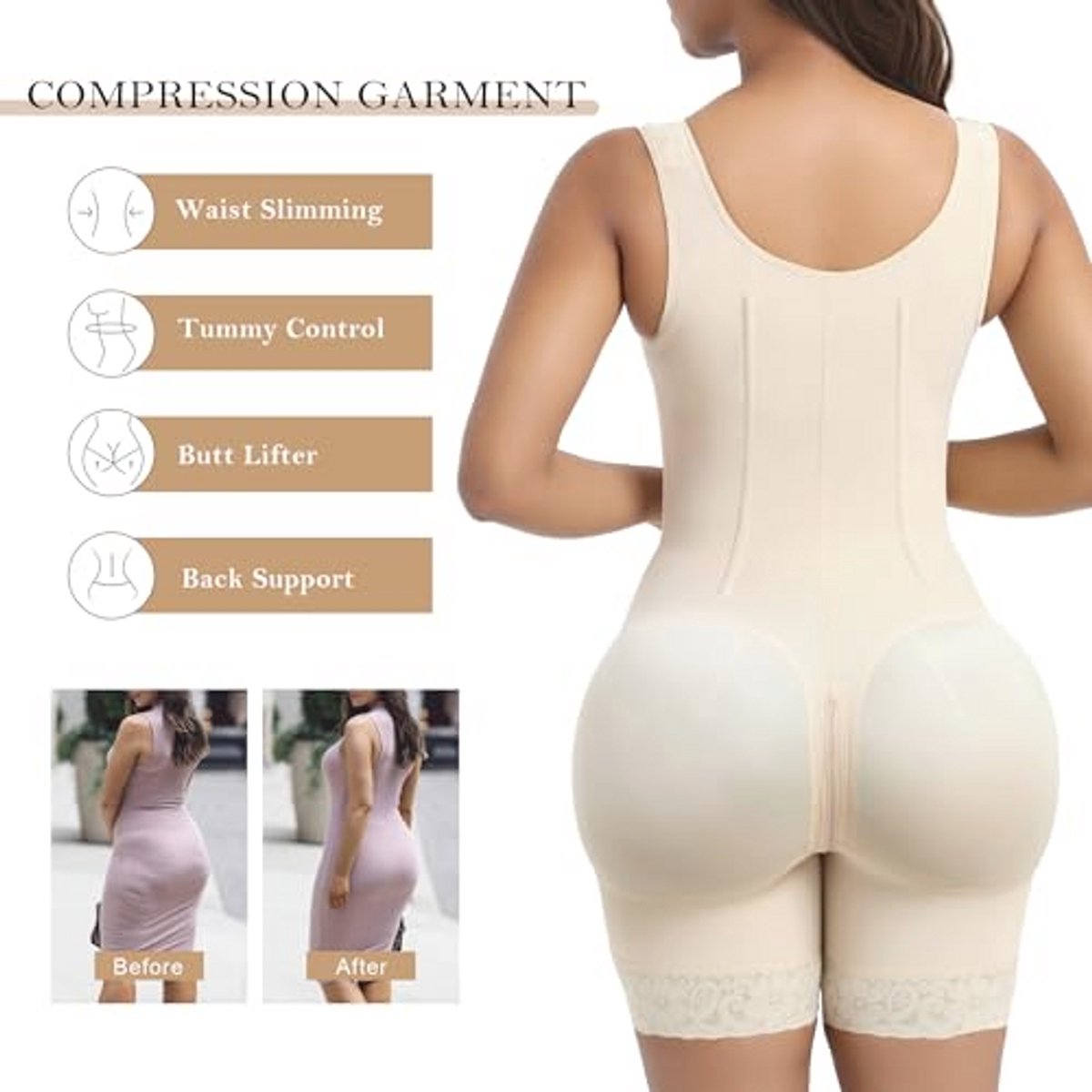 Colombiaans corset en shapewear voor buikcontrole en billenlift | Na bevalling en compressie kleding