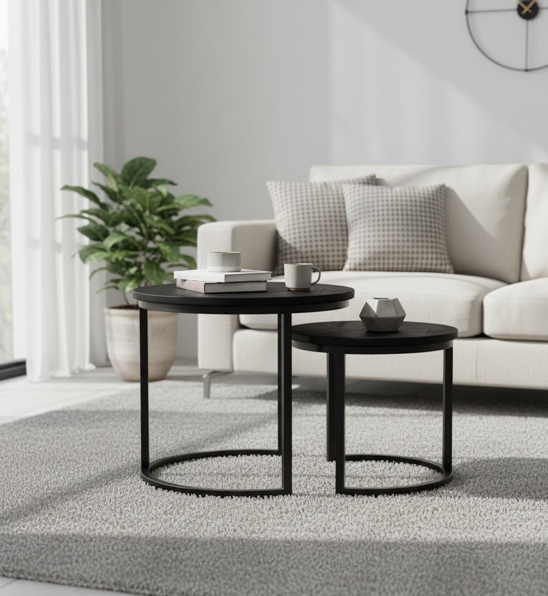 Duo Ronde Salontafel Set 50x50x45 - 50x50x45 cm - Set 50x50x45 cm & 40x40x38 - Medahomestore