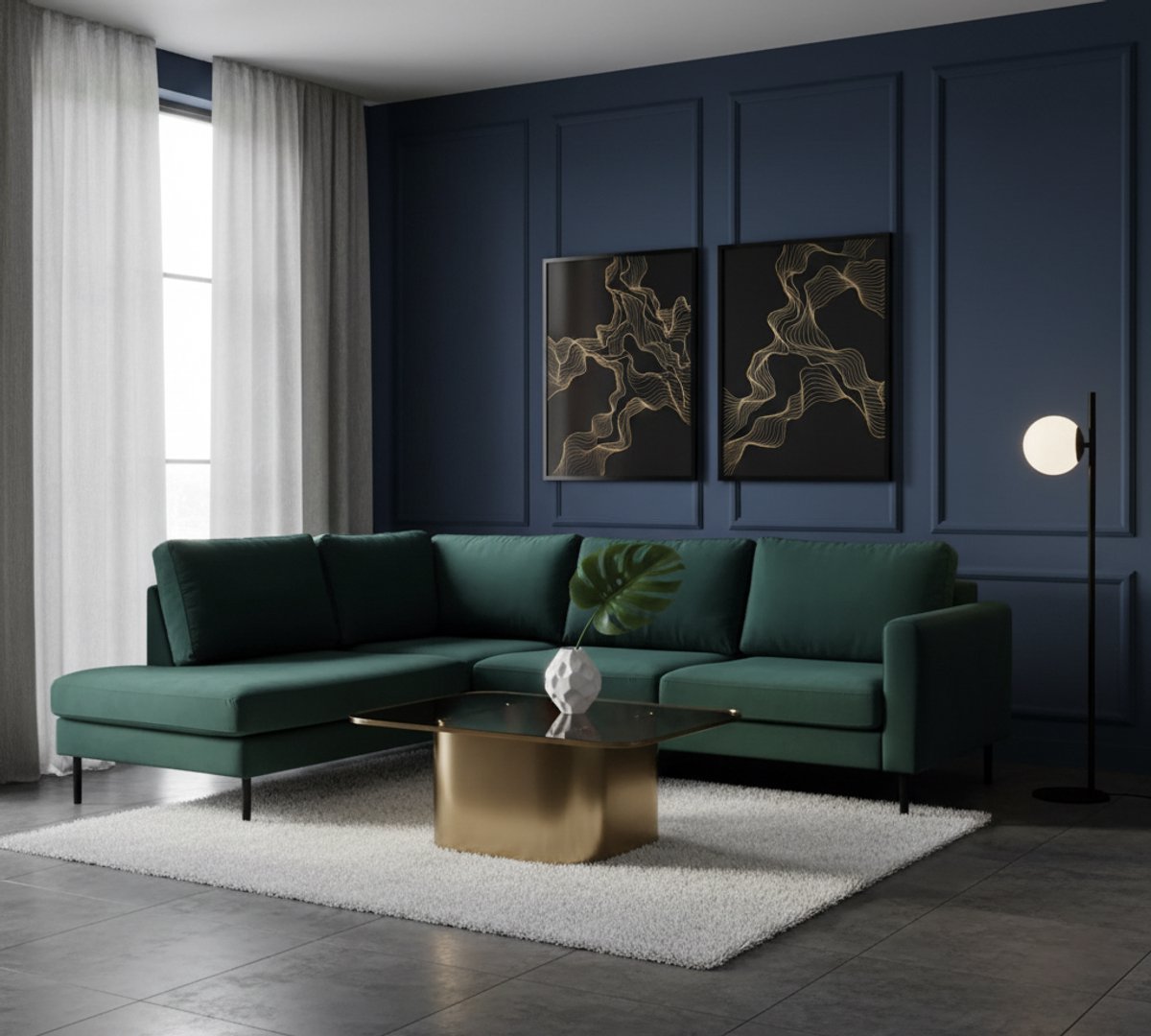 Luxe 4-Zits Hoekbank Links Groen | 195×247×84 cm | Fluweelzachte Velours Bank met Modern Design - Altameubel