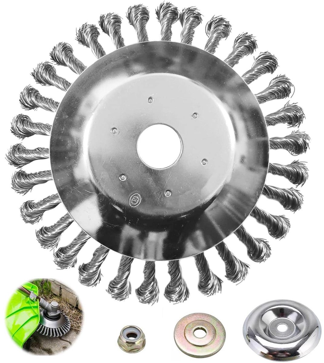 CSGoods - Professionele onkruidborstel voor reiniging van bestrating - ronde borstel 150 x 25 mm - staaldraad - 6 inch - onderhoud van tuinpaden.