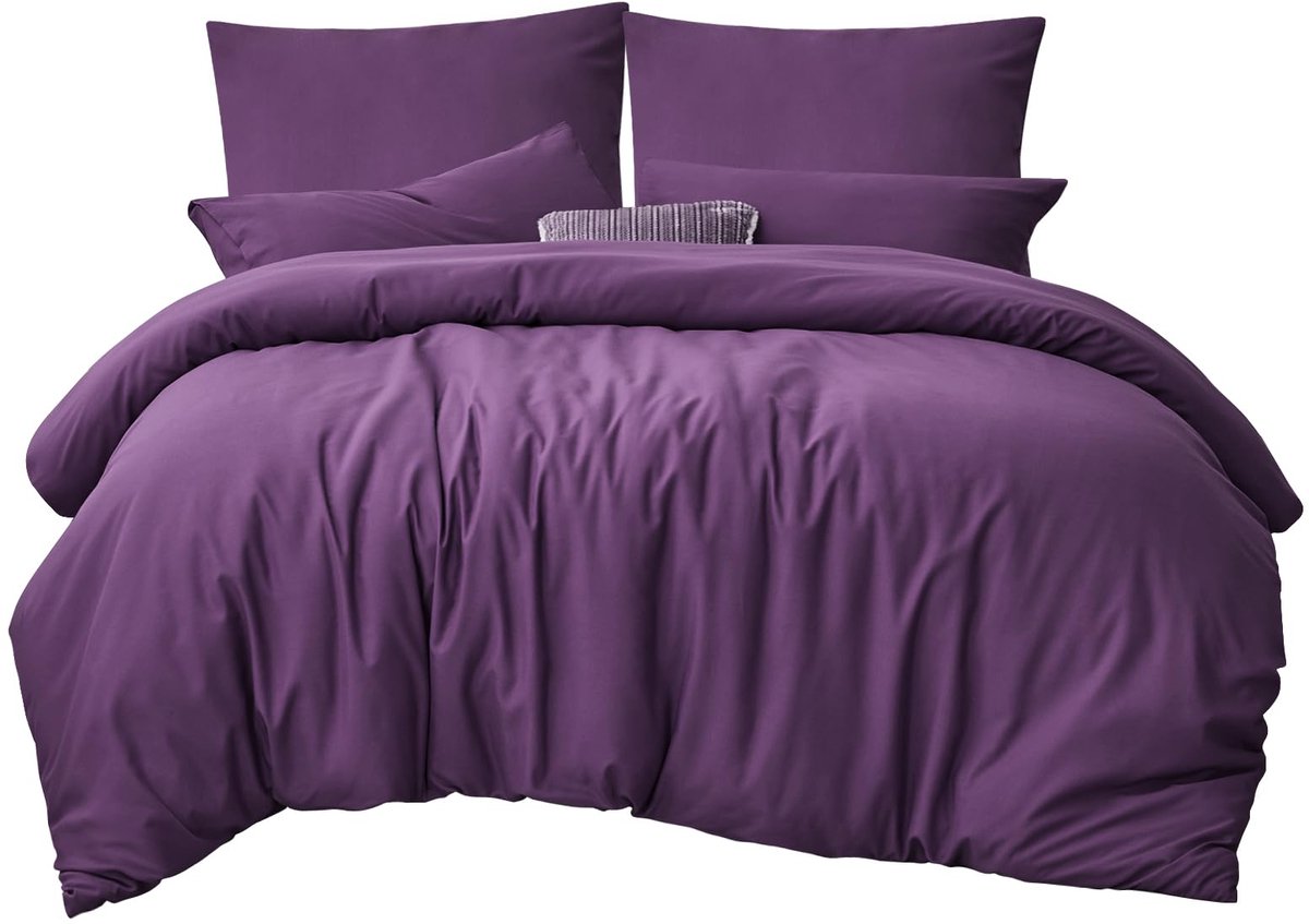 Unyqoos Luxe 3-delig violet beddengoed set met ademende microvezel stof paars