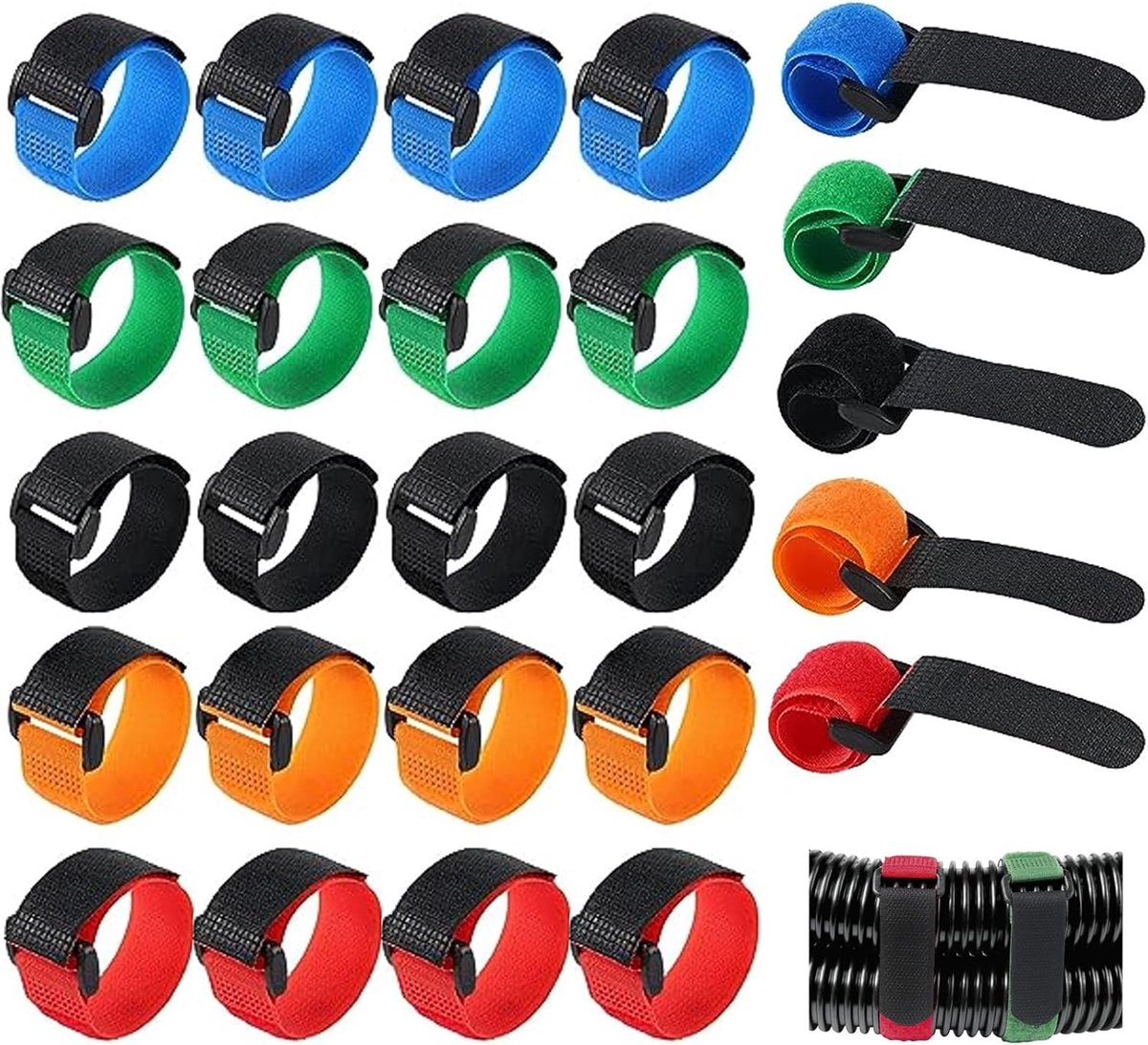 Pack of 25 rod straps in 5 kleuren - veelzijdige elastische rod straps voor visstokken - badmintonrackets - golfclubs - stevig - waterdicht - duurzaam - gemakkelijk te gebruiken.