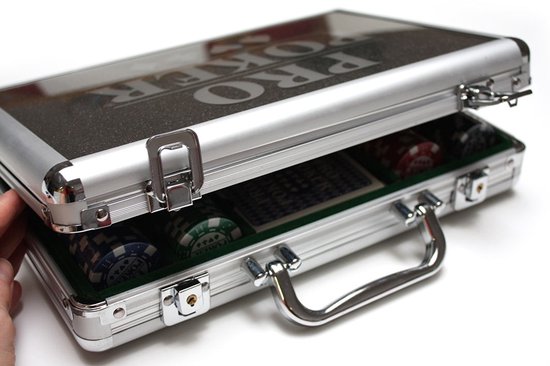 Tactic Pro Poker Set – Pokerset – Luxe Aluminium Koffer – 300 Chips van 11,5 gram – Inclusief Kaarten, Dobbelstenen en Dealer Button – Vanaf 14 Jaar
