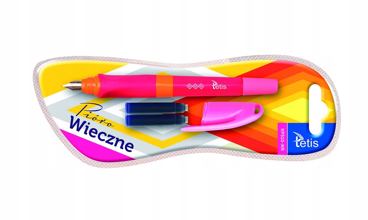 Tetis Vulpen KP510-NR Roze met 2 Blauwe Inktpatronen