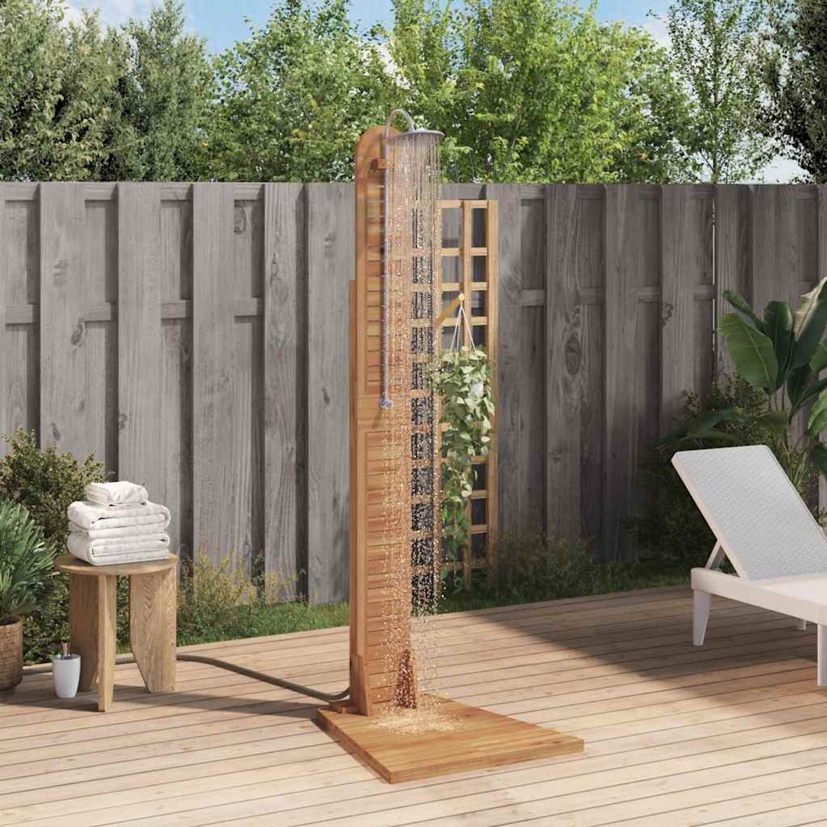 vidaXL - Buitendouche - 70x75x204 - cm - massief - teakhout thumbnail 2