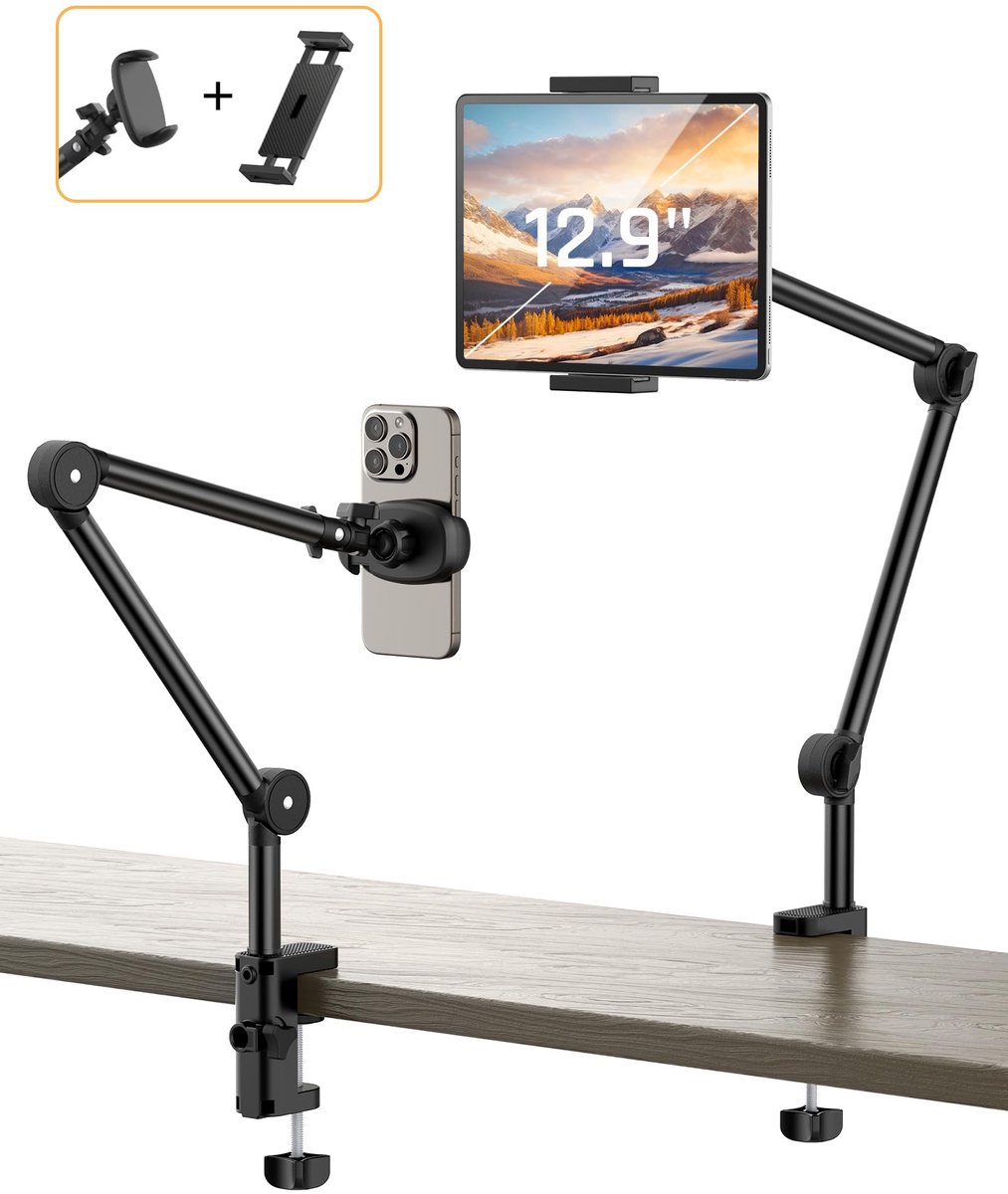 Unyqoos® Universele draaibare tablethouder met dubbele clips voor flexibel gebruik