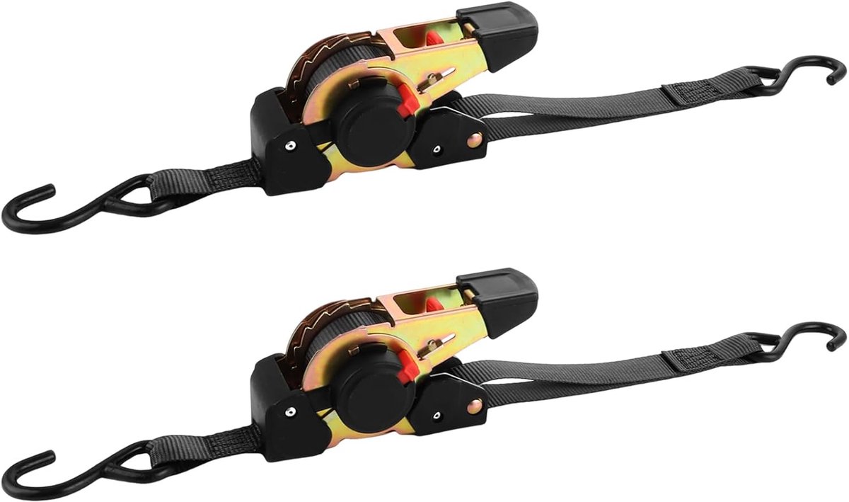 Automatische lashing straps 2pcs 3.5m 25mm met J hooks - sterke bevestigingsriemen voor vrachtwagens
