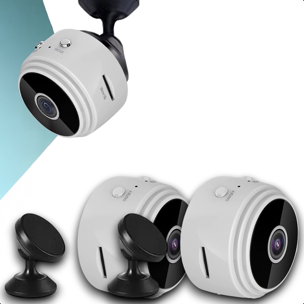 Tech Essentials Mini Verborgen Spy Camera - 1080P - Met WiFi APP - Micro Geheime Beveiligingscamera - Binnenhuis - Spionage - afluisterapparatuur - Wit - 2-Pack