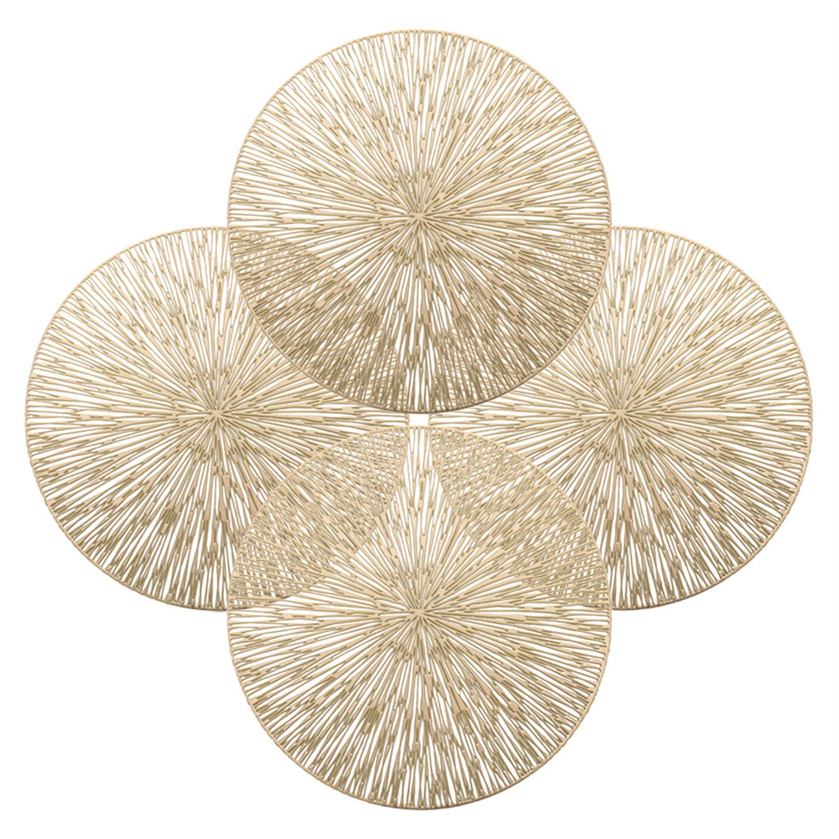 QTTVBTNA - 4-delige Set Placemat - PVC - Herbruikbaar en hittebestendig - Tafelaccessoire - Tafeldecoraties - Goud - Ø38cm