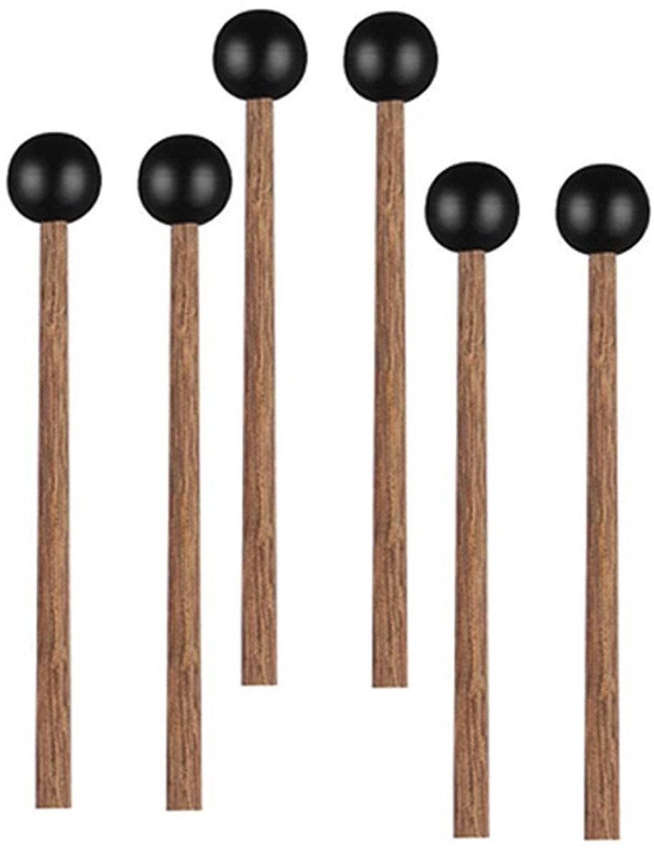 WK 3-pack Tongdrum Drumstokken – Kleine Percussie Mallets met Rubber Kop – Houten Slagstokjes voor Handpan & Tong Drum – Duurzame Slaghouten Accessoires
