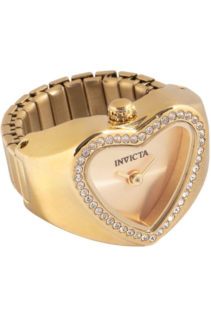 Invicta Mini 49574 Dames Horloge - Waterdicht - Analoog - Quartz Uurwerk - Roestvrij Staal met gouden Wijzerplaat - 18mm