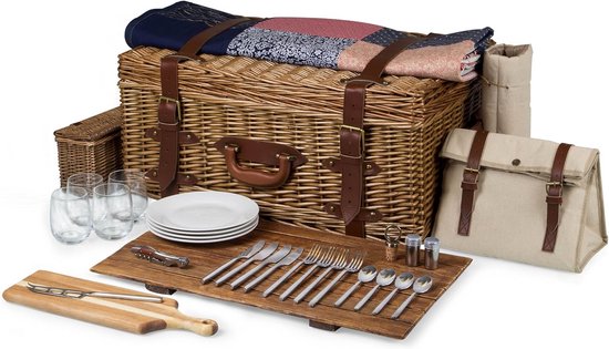 HEALSTOK Wicker Picknickmand met handvat, 38 cm grote lege picknickmand