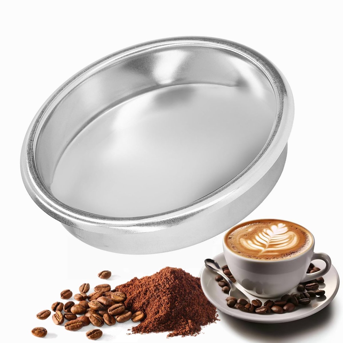 58mm Roestvrij staal Backflush Schoonmakende Schijf, Roestvrije Slijtvaste Achterspoelschijf voor Semi Automatische Koffiemachines, Zilver