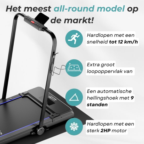 Orisyn Loopband voor thuis, inklapbaar, 12 km/u, 3-in-1 loopband, 120