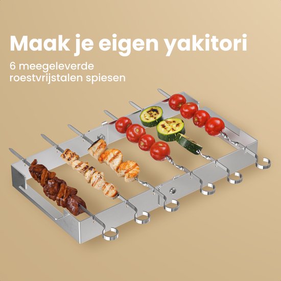 KitchenBrothers Kamado Hibachi Grill - BPA en PFAS Vrij - Met Grillrek en Stokjes - Houtskool Barbecue - Shichirin Tafelgrill - Rechthoekige BBQ - Keramische Barbecue - Zwart van Merkloos — afbeelding 5