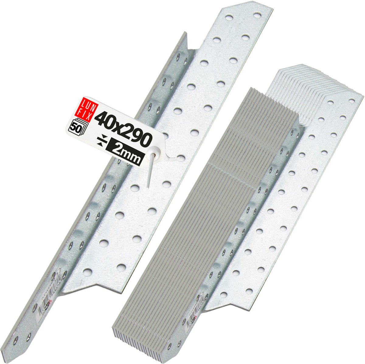 LUN FIX - Sparrenpfettenanker - Verzinkt - 40x290mm - 50 stuks - Zware Hoekverbinder - Links