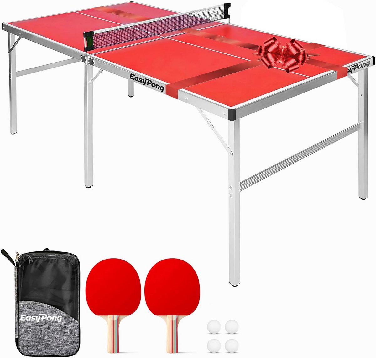 Rode Tafeltennistafel 182x91cm Inclusief Net en Accessoires | Geschikt voor Binnen en Buiten