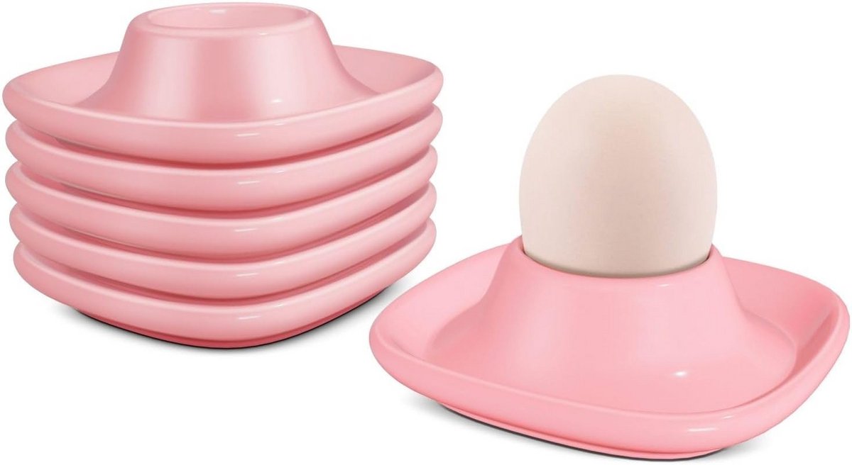 Set van 6 stapelbare keramische eierdopjes voor ontbijt en brunch