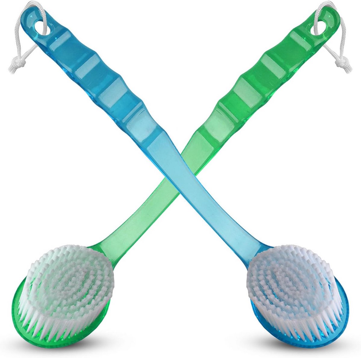2-Pack Doucheborstel met Lange Steel voor Rug, Lichaam en Voeten - Exfoliërend