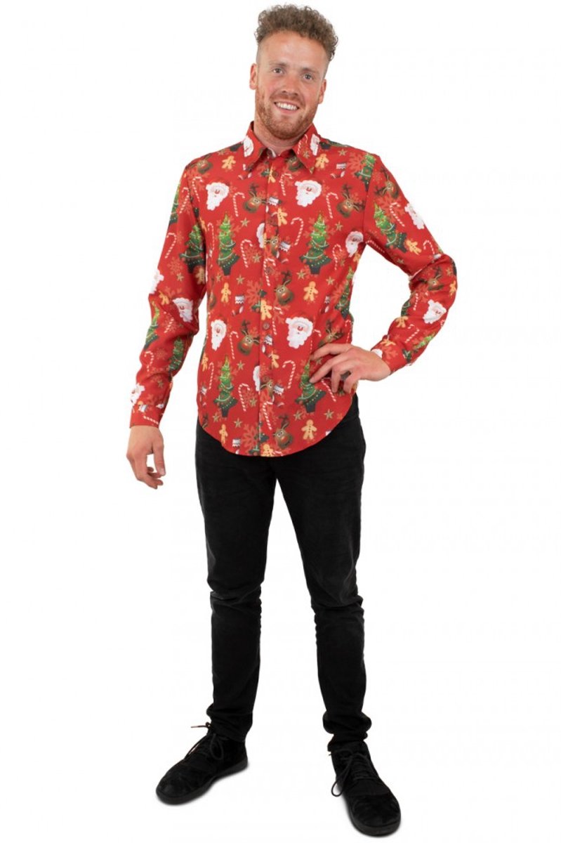 Rode Kerst Blouse Volwassenen - Maat 56