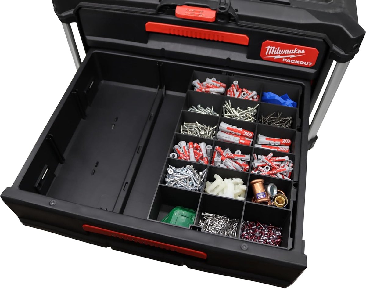 Milwaukee Packout 3/2 lades kist inzet stuk - Assortiment bakjes #1 – Gereedschapskoffer insert - Professioneel 3D geprint | Organizer tray | Packout accessoire