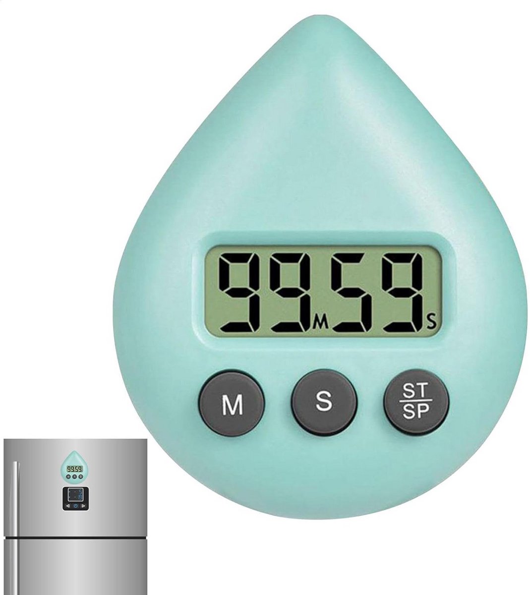 Digitale Douche Timer - Waterdichte Timer - Tijd Beheer - Zuignap Bevestiging - 8 cm x 6.5 cm - Cyaan Blauw