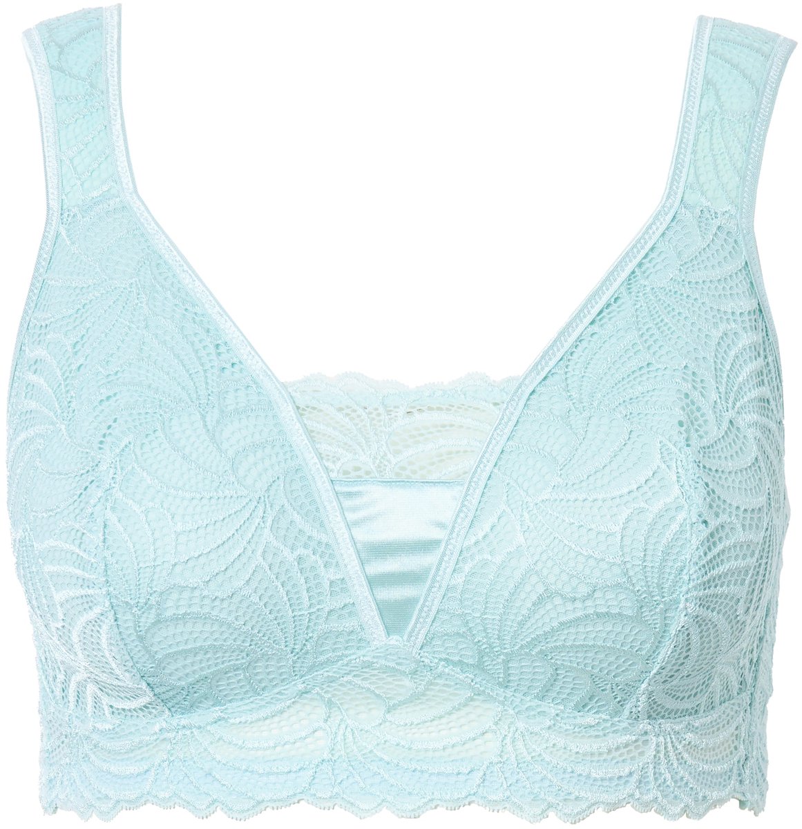 Ulla Popken Dames - Bralette kant zonder beugel - Licht mintgroen
