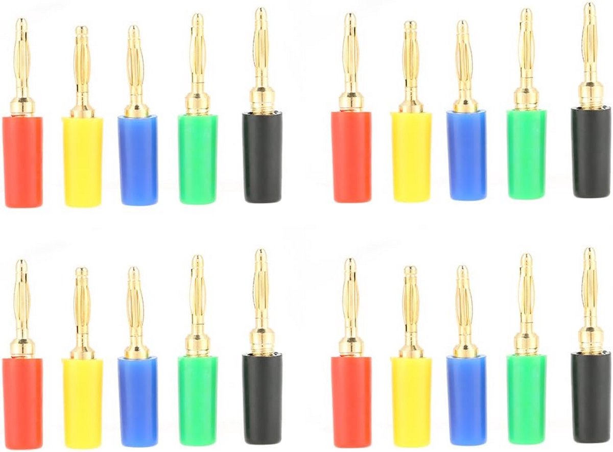 20 Stuks 2 mm Bananensteckers voor Luidsprekers en Elektrische Testapparatuur