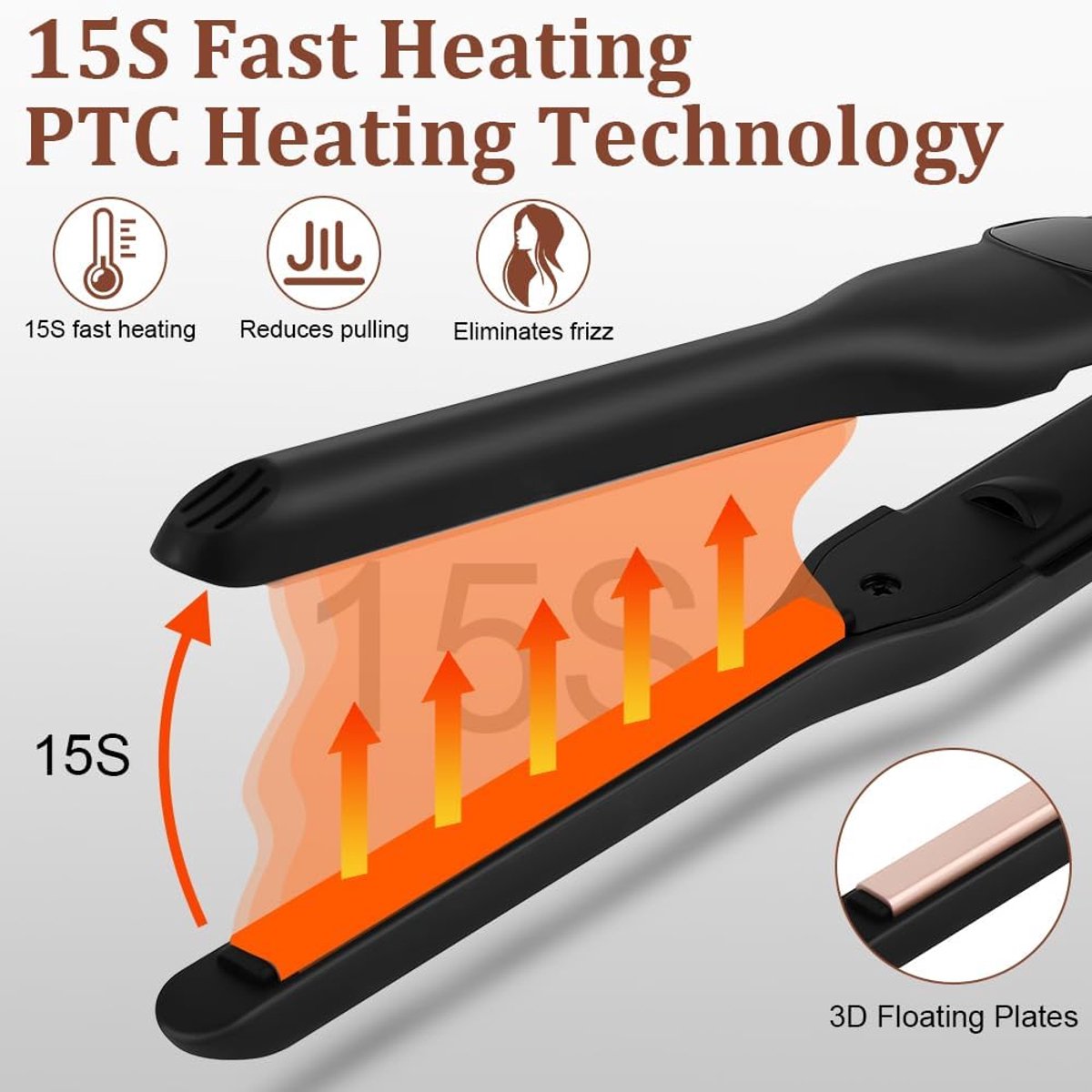Mini-stijltang - 2-in-1 stijltang en krultang, voor krullen - afbeelding 3