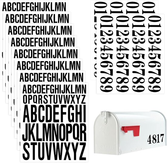 TRANKIELO® - 10 vellen vinyl letterstickers - 496 stuks waterbestendig