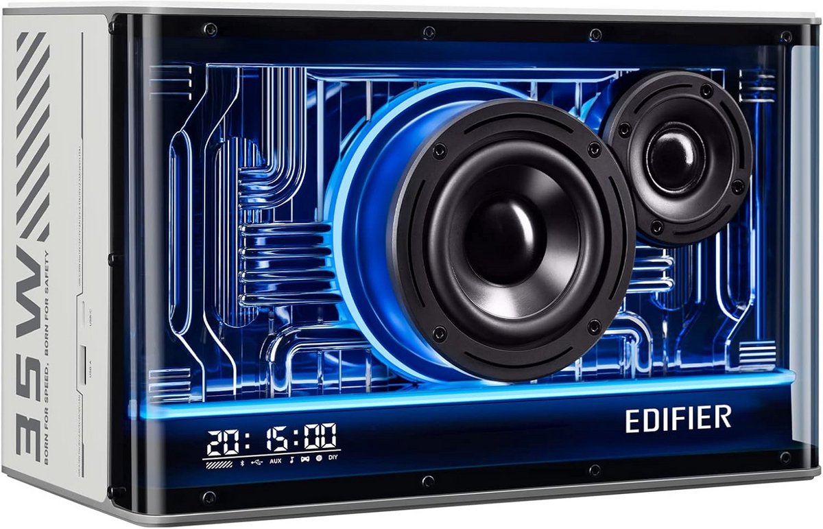Compacte Hi-Res Bluetooth Speaker met RGB Verlichting en Snellaadpoorten