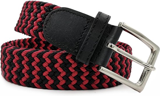 YOUCHAN 2-pack elastische riem, stoffen gevlochten riem voor dames en heren 33 mm breed, zwart, maat 120 cm