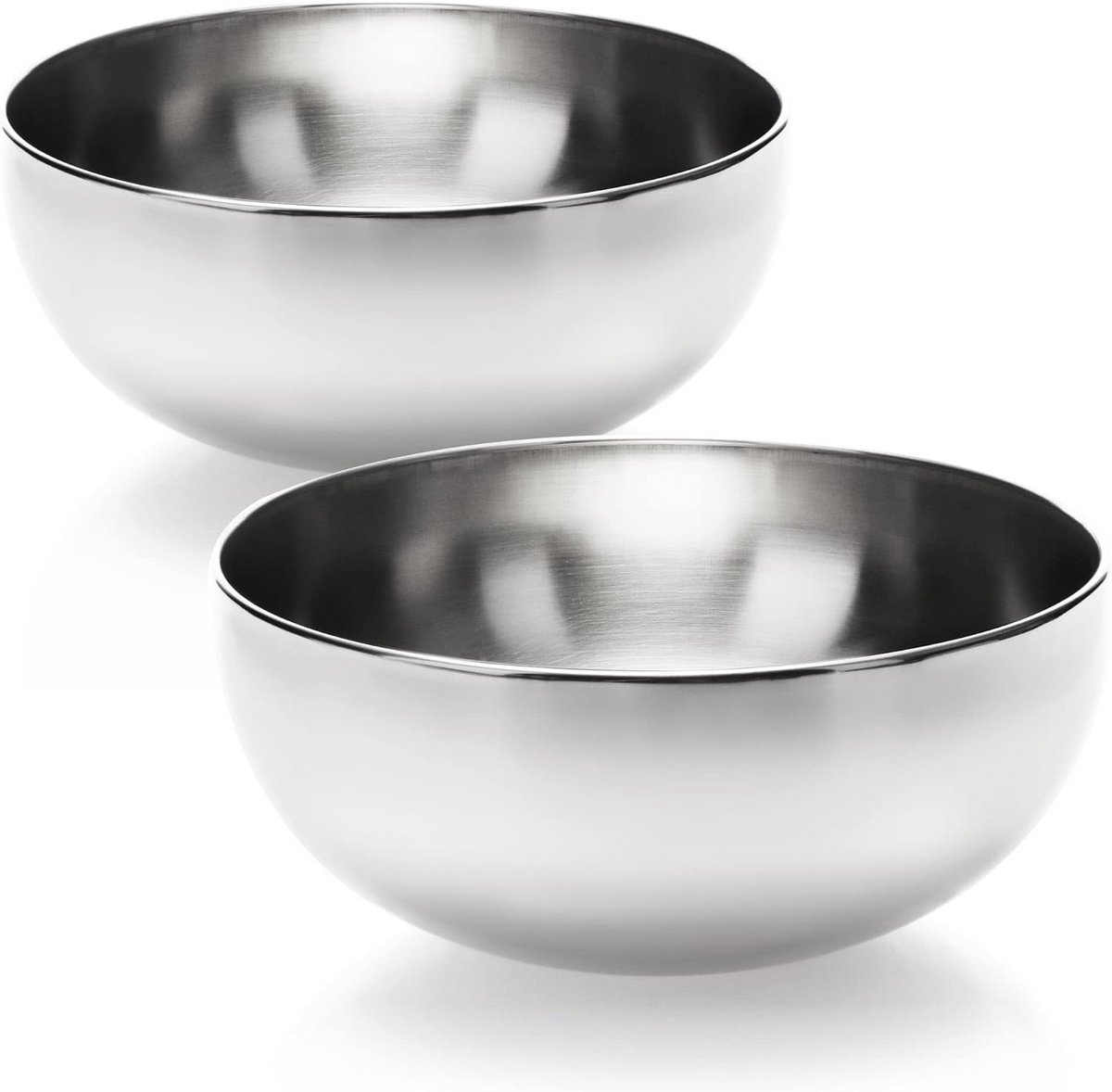 Mengkom Set RVS - 2 Stuks Stalen Keukenkommen - Ruimtebesparend en Multifunctioneel - Zilver
