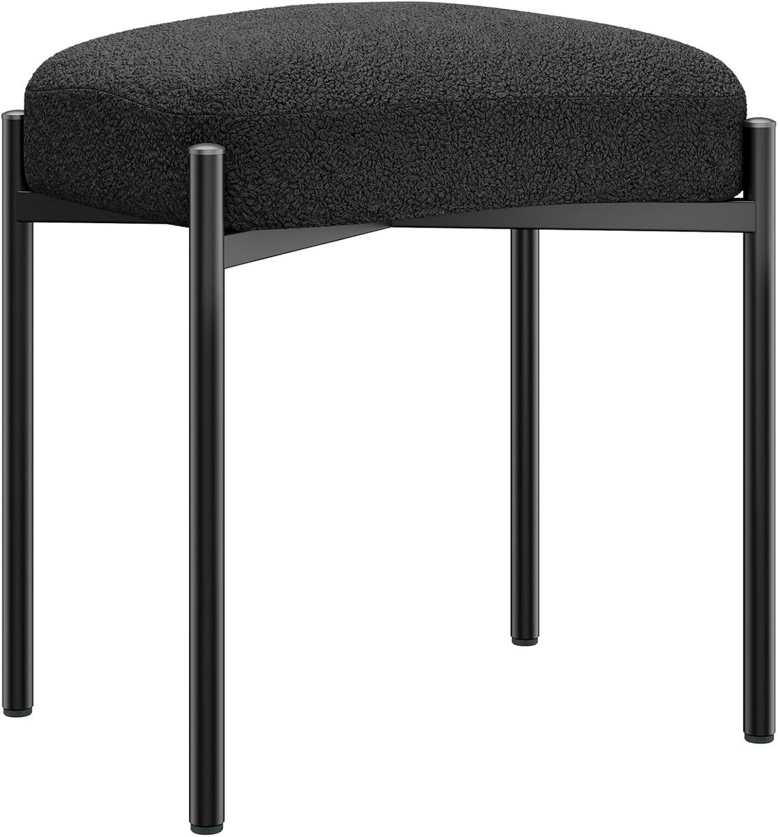 Ronte - Make-up kruk voor ijdelheid en woonkamer - Zwarte Ottomaanse bank met metalen poten - 37 cm hoog