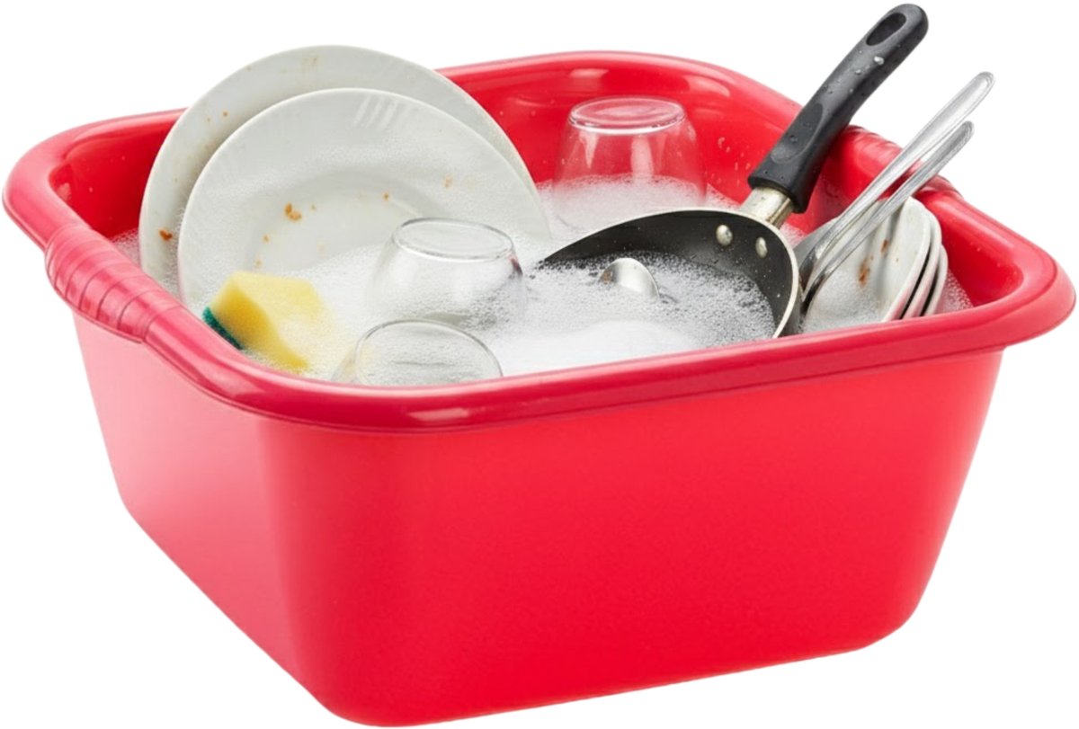 Plasticforte huishoud teil - afwasbak - vierkant - kunststof - 14.5 liter - 41 x 38 x 16 cm - Rood - Schoonmaken