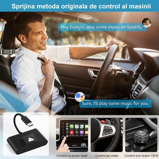 Wireless Android Auto Dongle - Plug & Play Laag Latency - Draadloze Conversie voor Android Auto - Zwarte Adapter - Snelle Installatie & Breed Compatibel van Carpuride — afbeelding 2