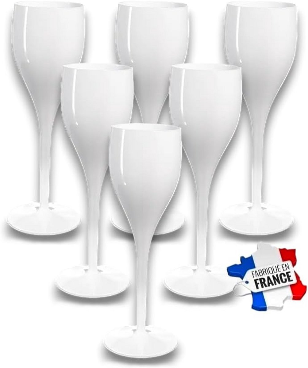 Set van 6 Onbreekbare Champagneglazen, 12cl, Gemaakt in Frankrijk