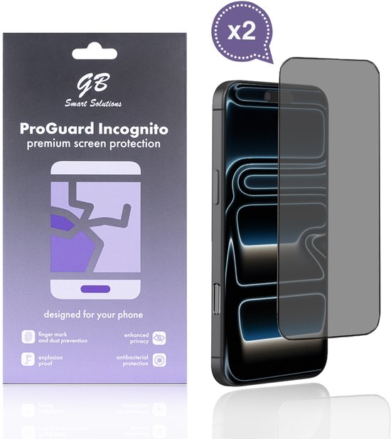 GB ProGuard Incognito Privacy Screenprotector voor iPhone 17 Pro Max – 2 Stuks – Gehard Glas – Volledige Dekking – Anti-Gluren