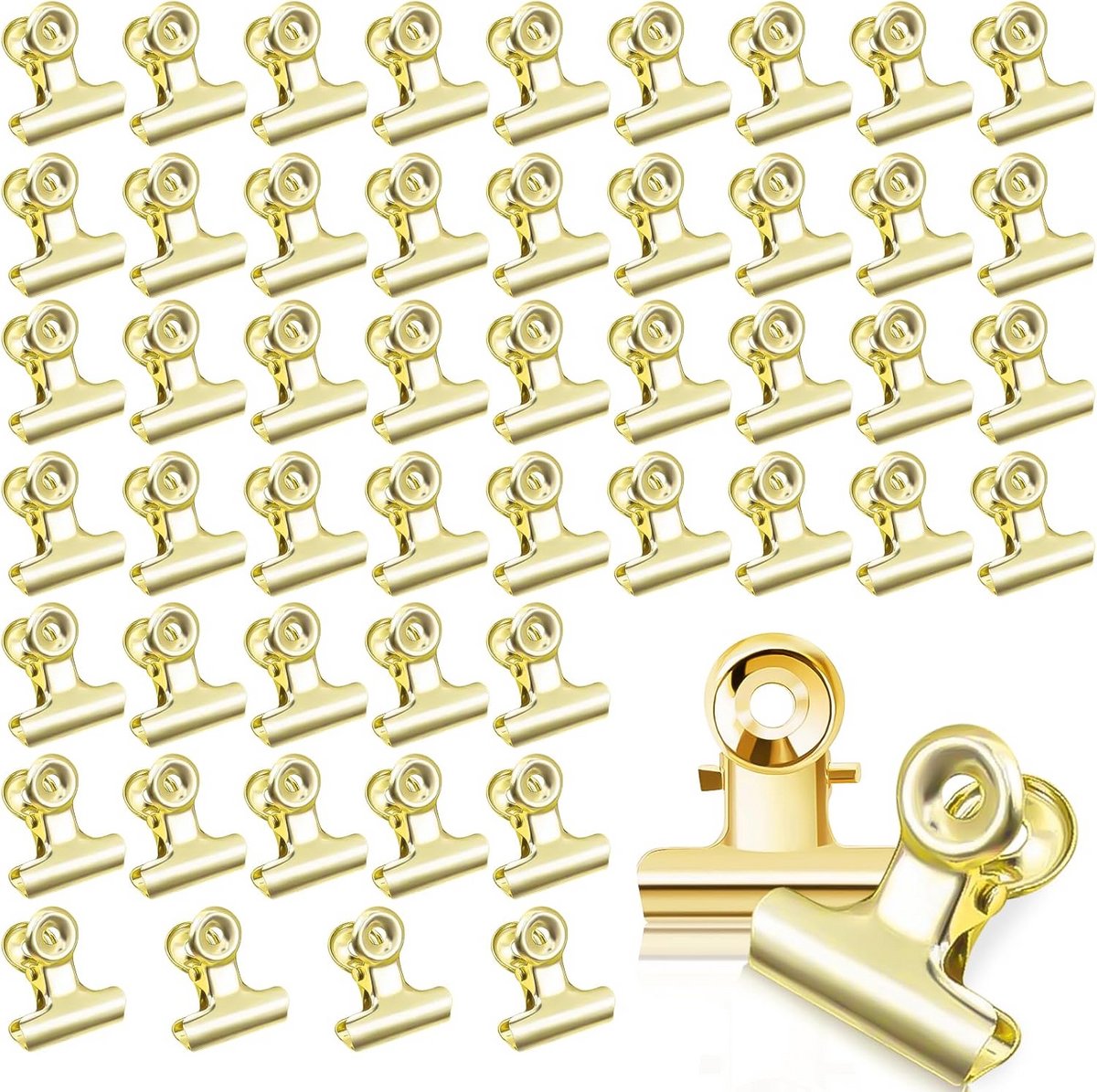 50 Stuks Kleine Bulldog Clips Goud - Stevige Klemmen voor Documenten, Foto's en Knutselwerk