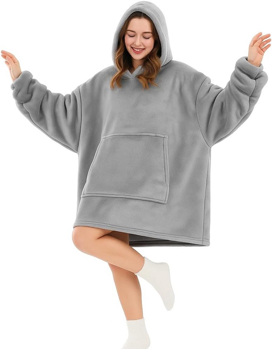 Oversized Deken met Mouwen en Zakken - Warme Hoodie Deken voor Volwassenen