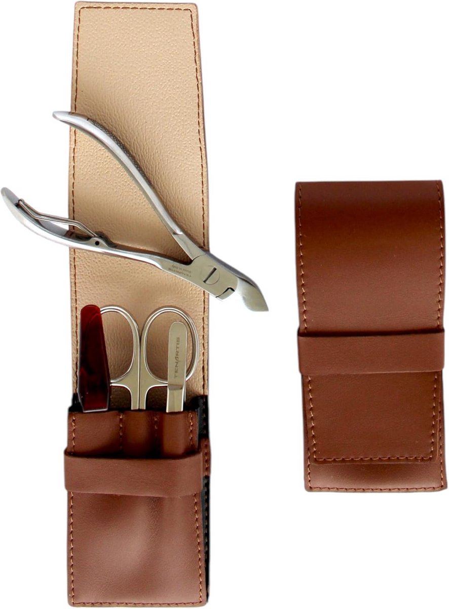 4-Delige Manicure- en Pedicure Koffer van Echt Leer
