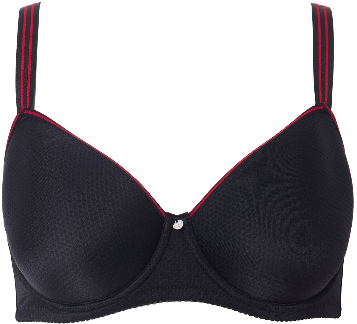 Ulla Popken - Dames - Beugel-BH jacquardmotief spacercups - Zwart - Maat 85D