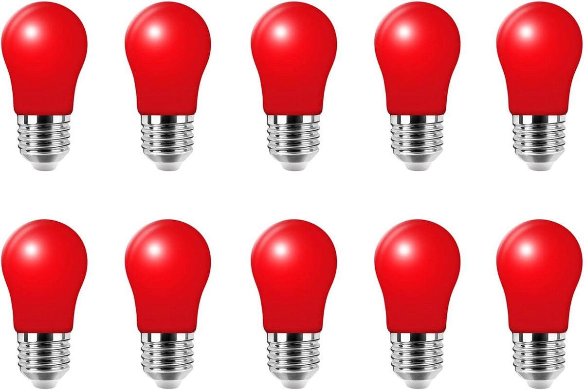 10x E27 LED Gloeilamp 3W Rood - Sfeervolle Decoratie Verlichting voor Feest en Huis