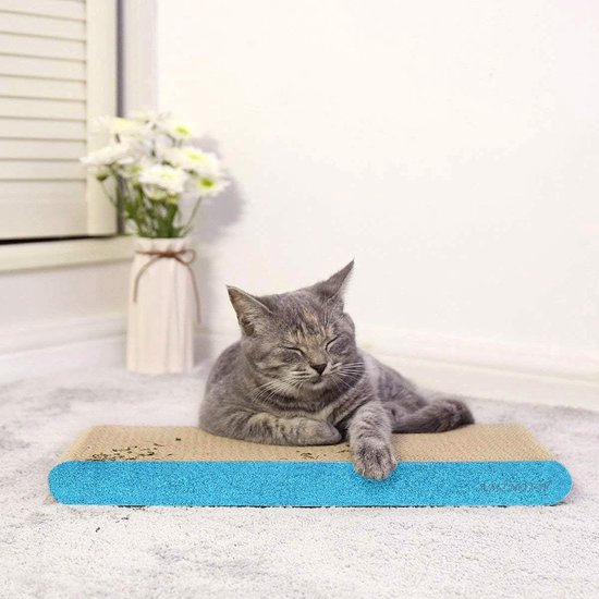 PawHut 2 in 1 kattenkrabplank, kartonnen kattenhuis met kattenkruid