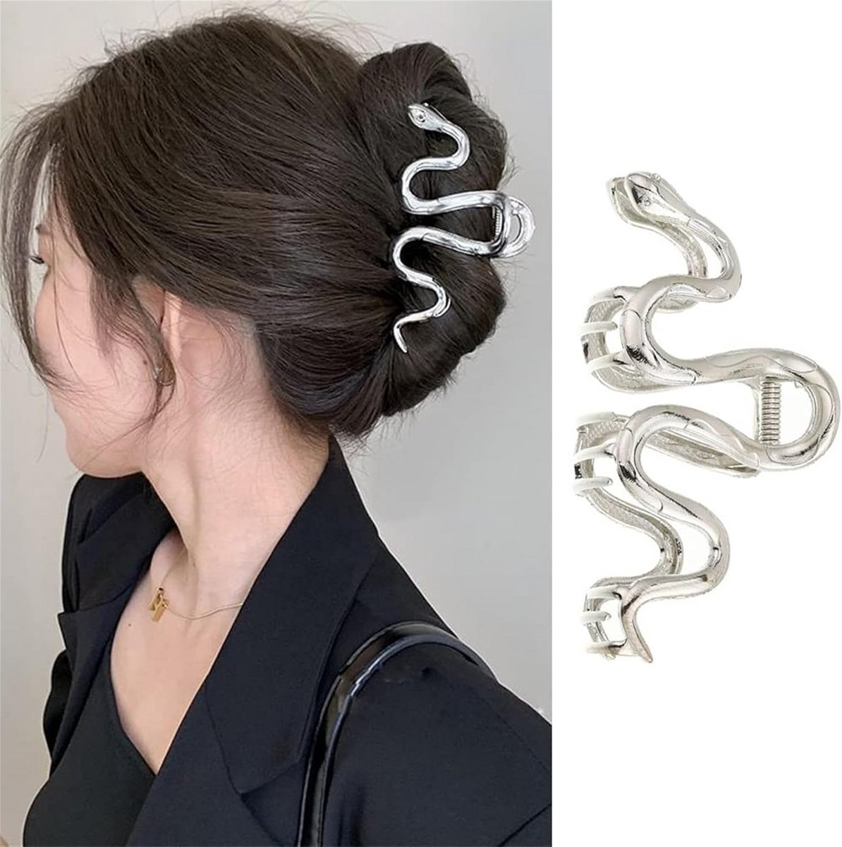 Grote Metalen Haarspeld Slang Stijl - Elegante Antislip Haar Klem voor Vrouwen