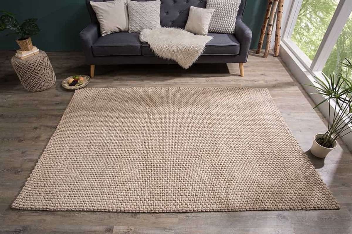 Handgemaakt tapijt WOL 240x160cm beige van wol - 38761
